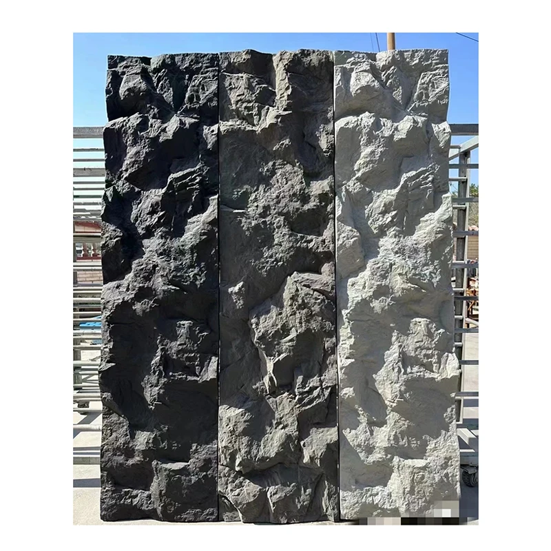 Light weight PU large size 600x2400mm faux stone panel faux pu rock stone wall panel manufacturer