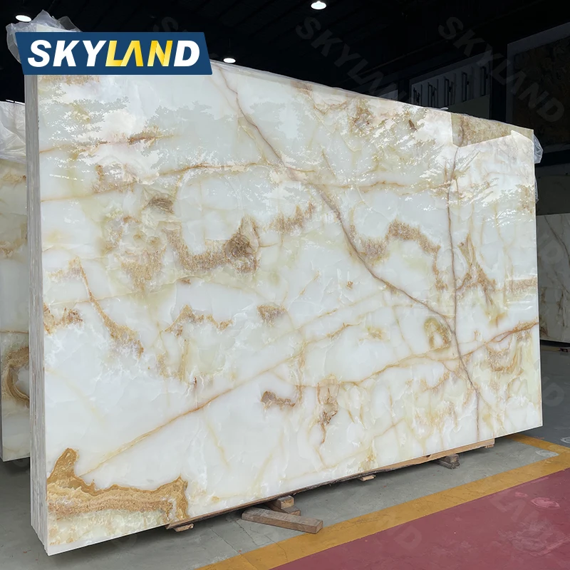 Белая искусственная панель из оникса Skyland мраморные столешницы каменные плиты на квадратный фут