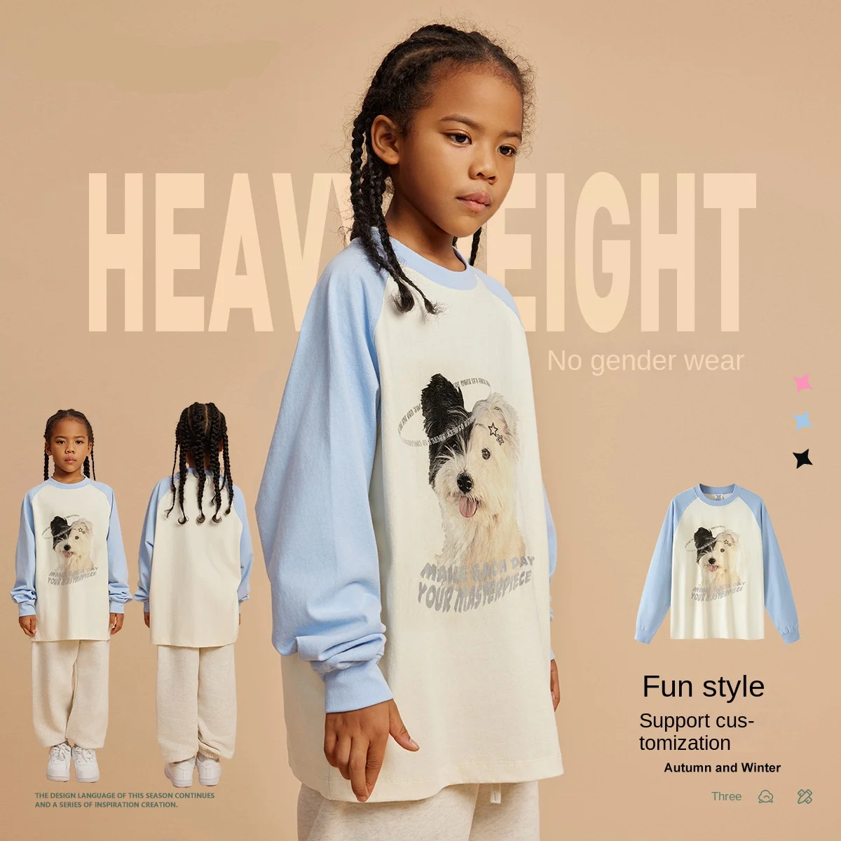 2023 Autumn And Winter Gap Kids Clothes 285G Contrast Color Kid Oversized Sweatshirt Baby Clothes Wholesale