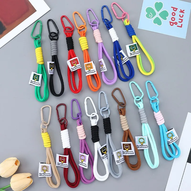 Sport Braided Wrist Straps Mobile Phone Lanyards Hanging Chain Ring Cord Hiking Buckle Couple Hand Rope Phone Hanging Accessory