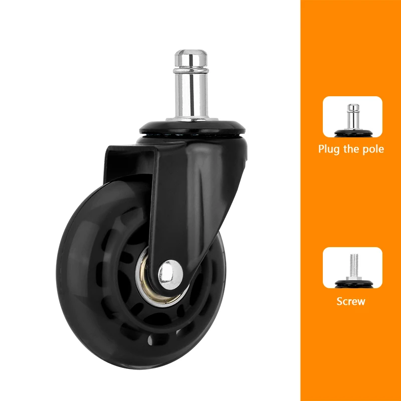 Universal 2.5 Inch Industrial Medical Heavy Duty Wheel Office Chair Caster Wheel PU Swivel Furniture Chair Caster with Brake