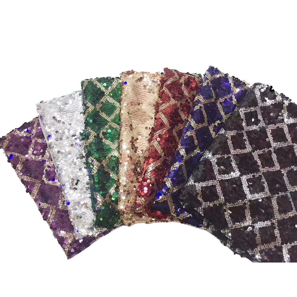 cheap beautiful square embroidery sequin lace fabric for woman dress