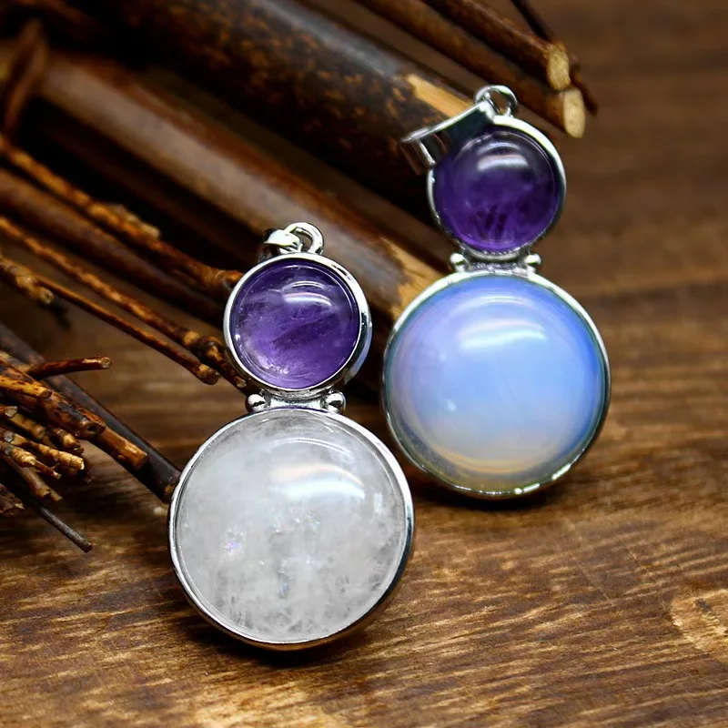 Fashion natural stone jewelry two stones pendant designs gourd shaped charm pendant DIY jewelry accessories pendant for necklace