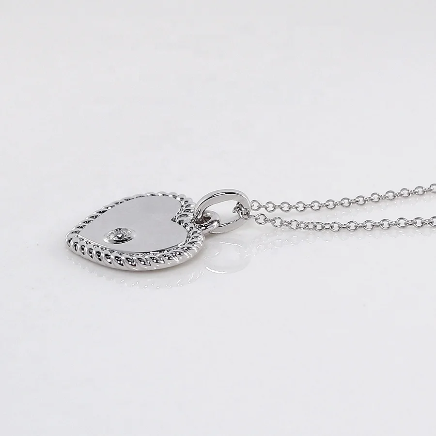 Custom Diamond CZ Pendant Jewellery  2022 Sterling Silver Twisted Edge 925 Plated Gold Heart Pendant Necklace