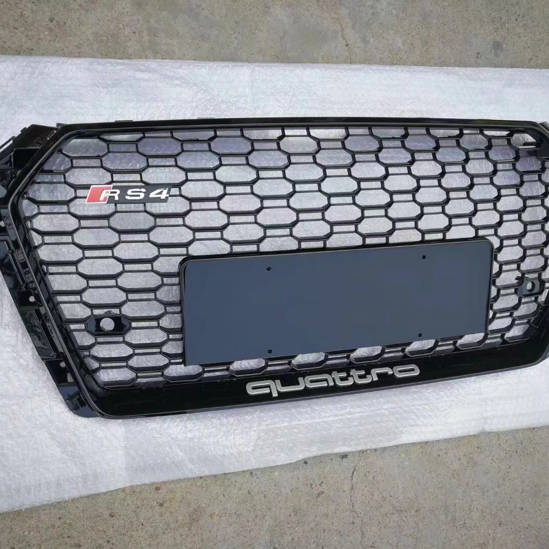 Honeycomb abs plastic black mesh grilles for audi a4 b9 rs4 grill 2017 2018 2019