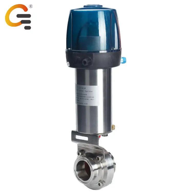 Smart C-Top Control Head Box 304 Stainless Steel Pneumatic Butterfly Valve With Pneumatic Actuator
