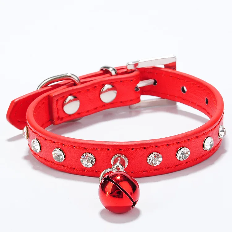 Hot Selling Rhinestone Single Row Diamond Hanging Bell pet Cat Belt Dog Collar