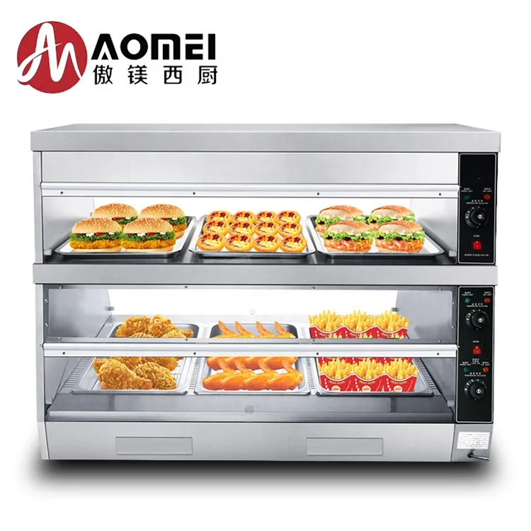 High quality commercial food warming showcase stainless steel food warmer cabinet electric warm keeping showcase for restaurant