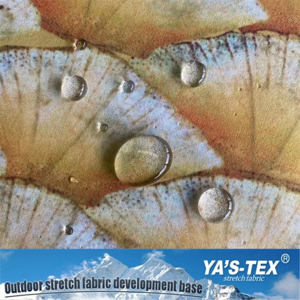 
Print fabric laminated PTFE membrane bonded tricot Polyester fabric waterproof for outdoor garment 