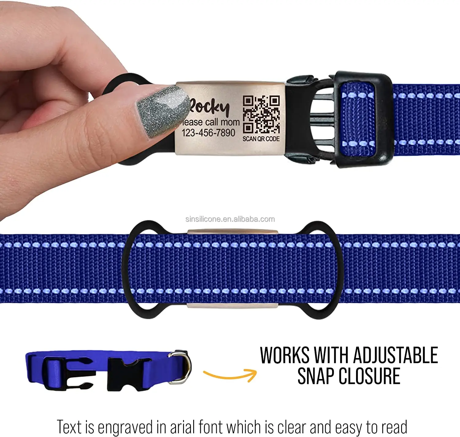 QR Dog ID Tag Personalized Pet ID Tags Dog Tags Silent Silicone