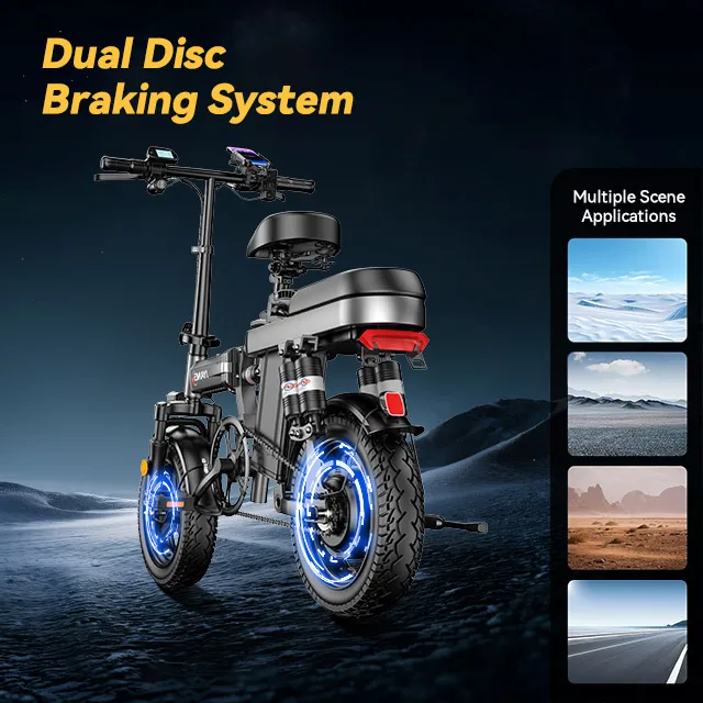 Max 150 km Long Range Electric Folding E-bike 14 Inch 20 Ah Lightweight Folding Electric Bicycle