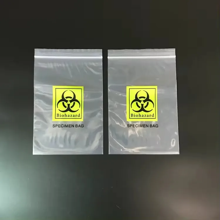 Biohazard Specimen Bags 100pcs 6x9in/15x25cm with Biohazard Red Logo Printing