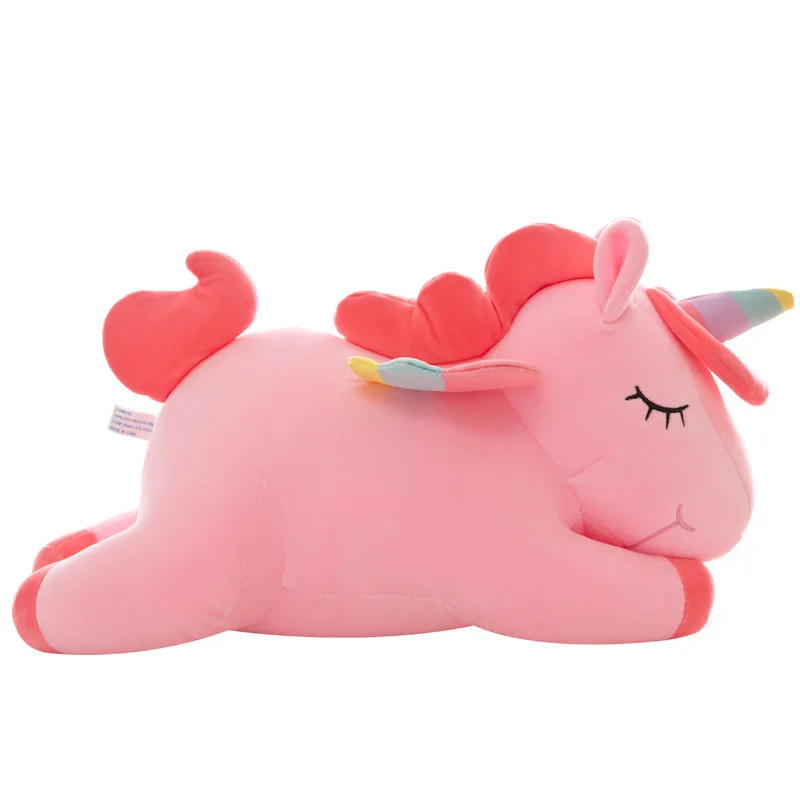 Cute angel unicorn throw pillow doll Rainbow colt throw pillow plush toy pink girl heart doll
