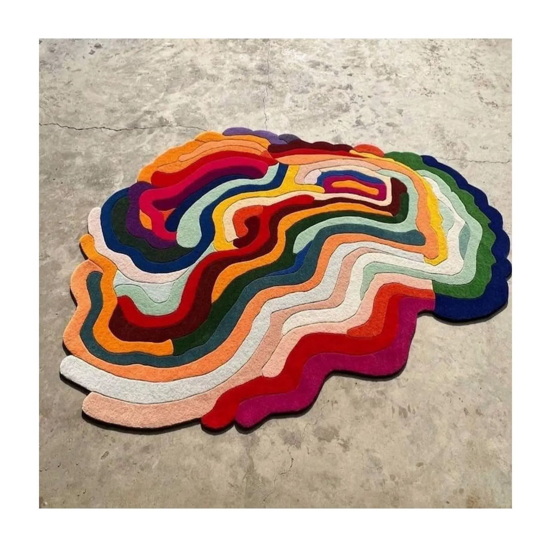 Hand Made Tufted Customised Unshapped Carpet Tufted Gun Carpet Aesthetic Abstract Fluffy Tufted Rug