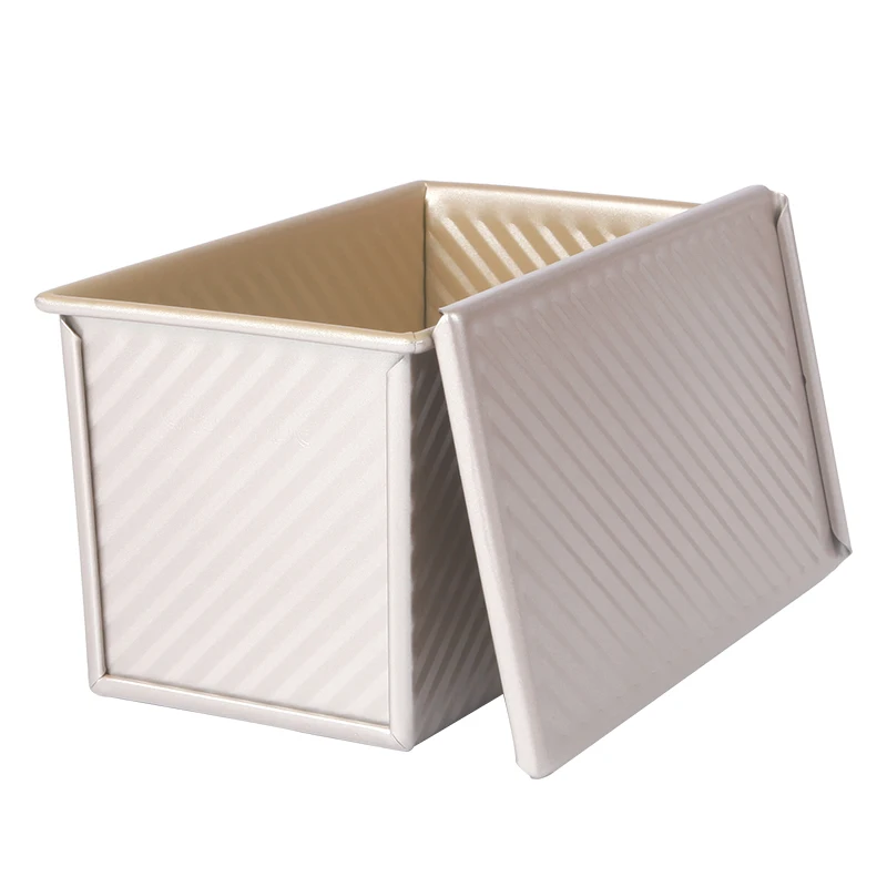 CHEFMADE Chef Made Bakeware Pullman Non Stick Corrugated Toast Box Bread Baking Tray Loaf Pan With Sliding Cover Lid