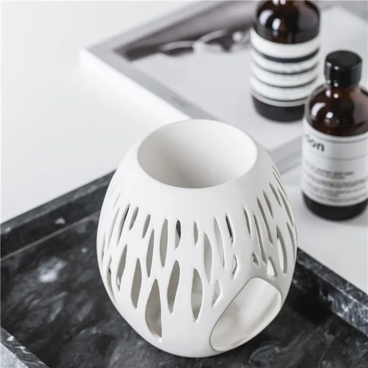 Wholesale custom logo matte wedding decor church ceramic essential incense oil burner for tealight candles