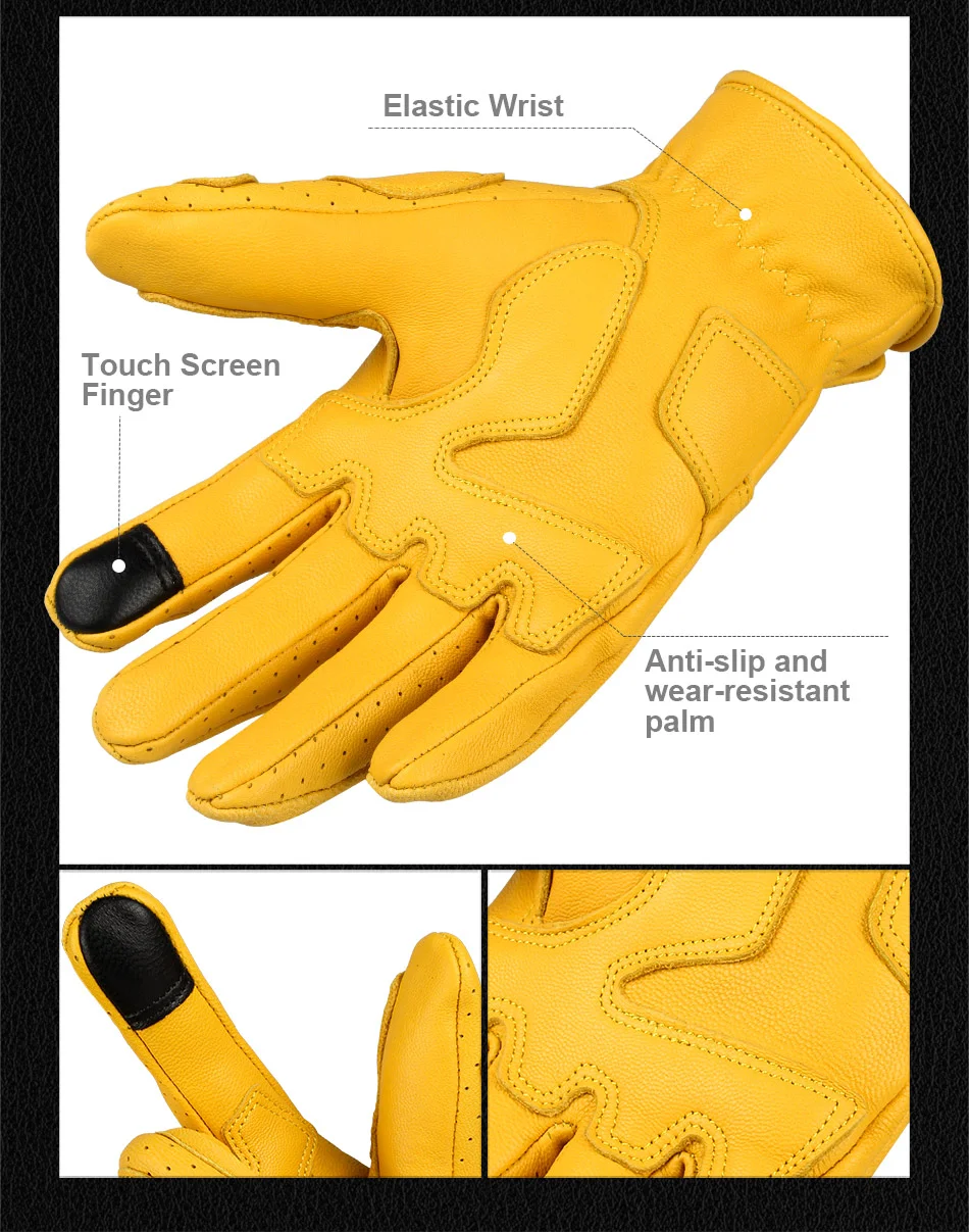 Sheepskin Motorcycle Non-slip Shock-absorbing Breathable Touch Screen Gloves Riding Outdoor Sports