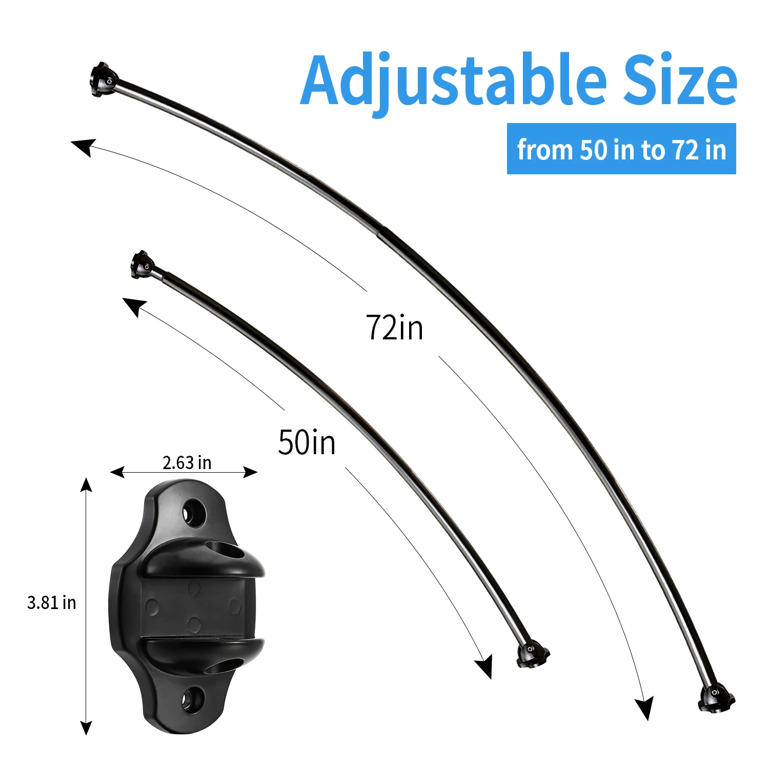 Curtain Rod Factory Price Adjustable Black Extra Long Curved Shower Curtain Rod SS304