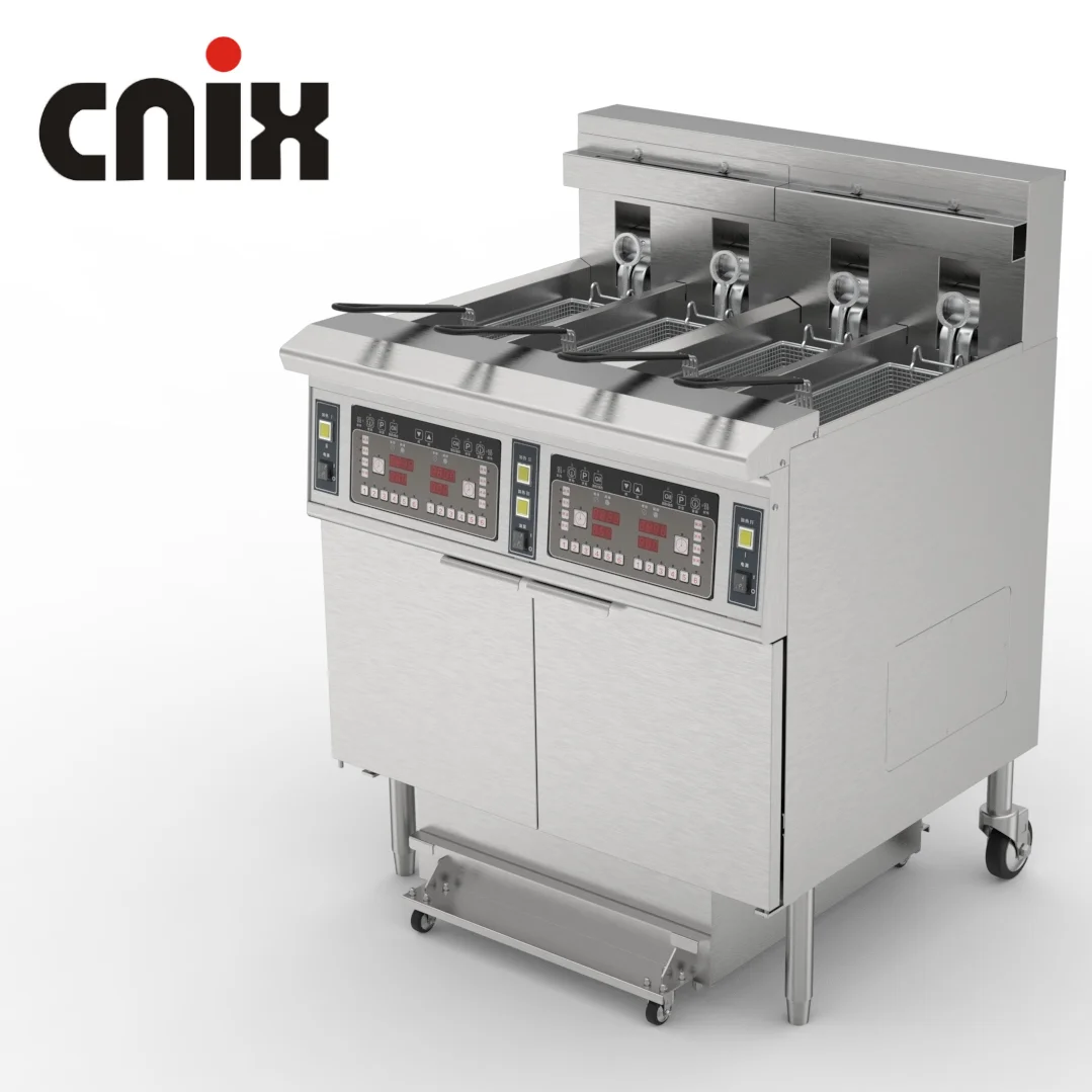 OFE-413 фритюрница под давлением Коммерческая 4 бака корзина электрическая открытая с автоматическим масляным