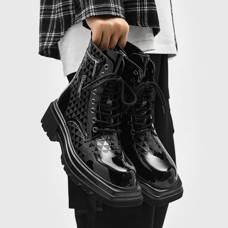 2023 new mid-calf boots English wind black comfortable breathable increase factory wholesale