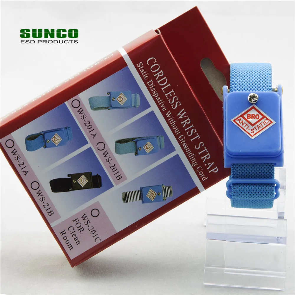 Blue Black Red Fabric Cordless ESD Anti static Wrist Strap