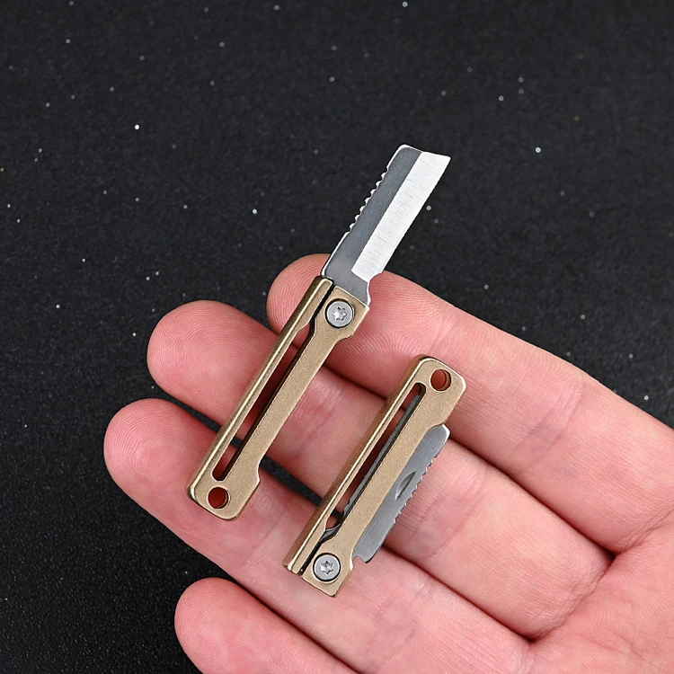 Brass folding Mini knife Carry-on disassembly express knife Keychain pendant portable Mini knifes