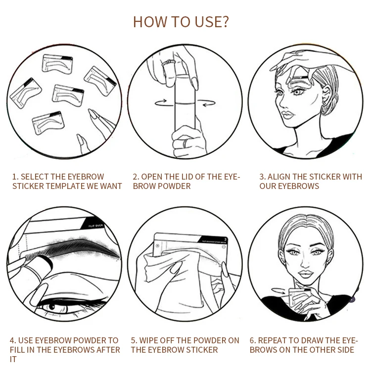 Wholesale Hair Line Shadow Powder Brow Henna Powder Private Label Eyebrow Stamp and Stencil Kit