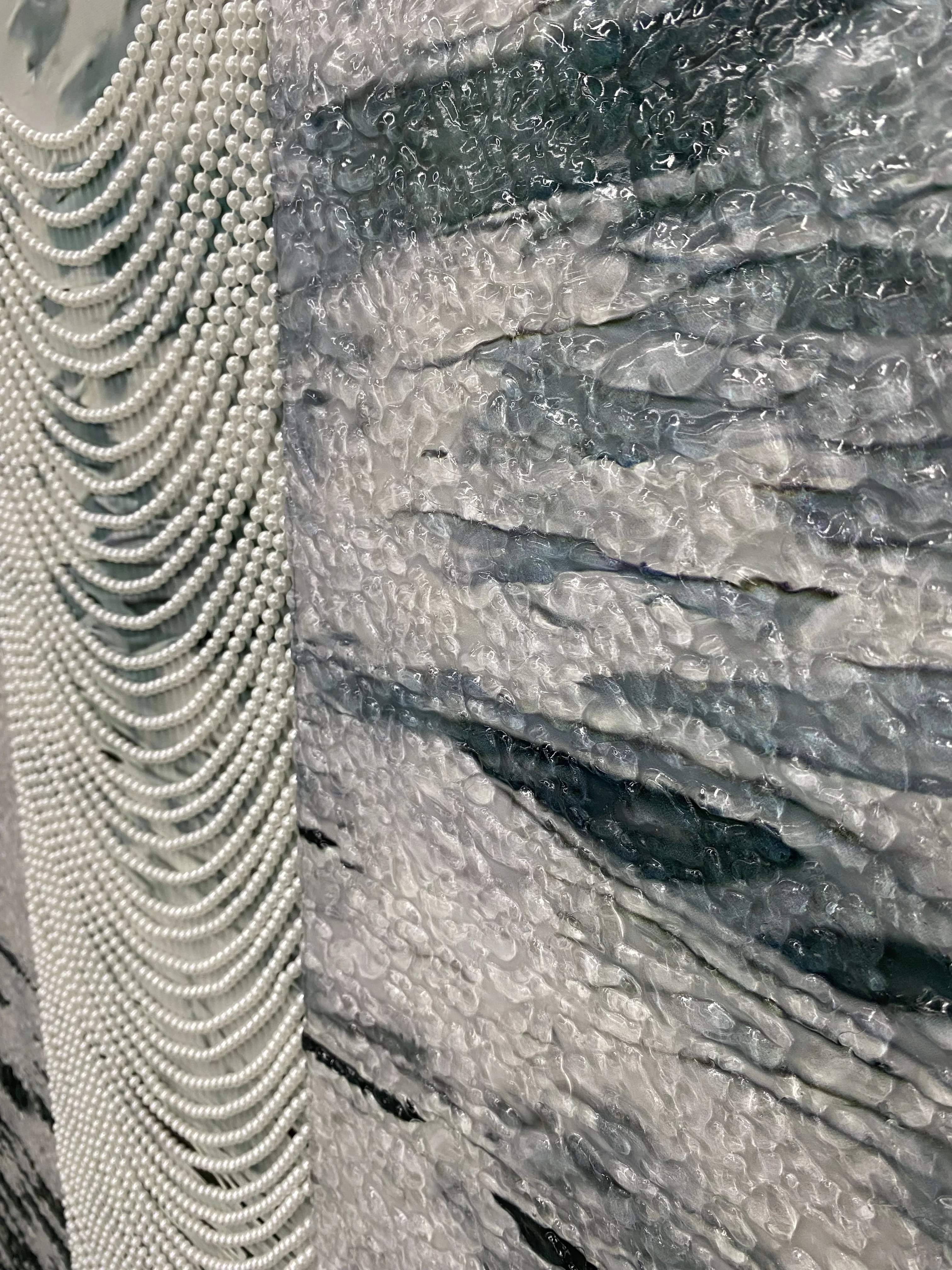 Wholesale Modern Wave Wall Art Luxury Handmade Pearl Design on the sea wall art for Home Decor