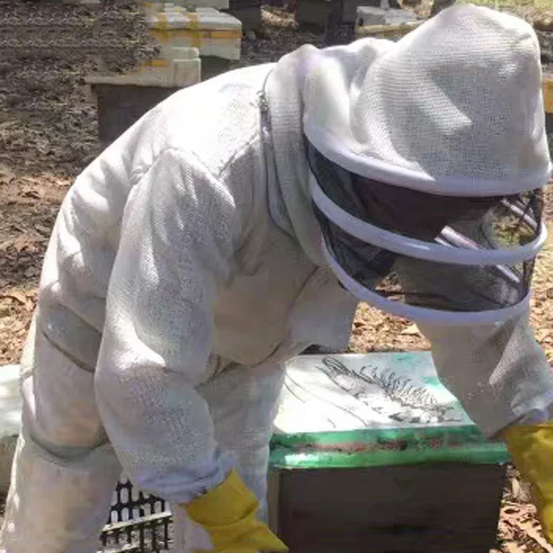 Ventilated Beekeeping Suit with Round Veil and zipper for Cotton Bee Suit