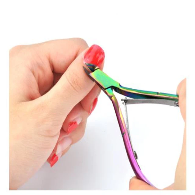 1 Piece  Nail Cuticle Nipper Scissors Rainbow Clipper Scissor Dead Skin Remover Manicure Nail Art Tool Stainless Steel Tool