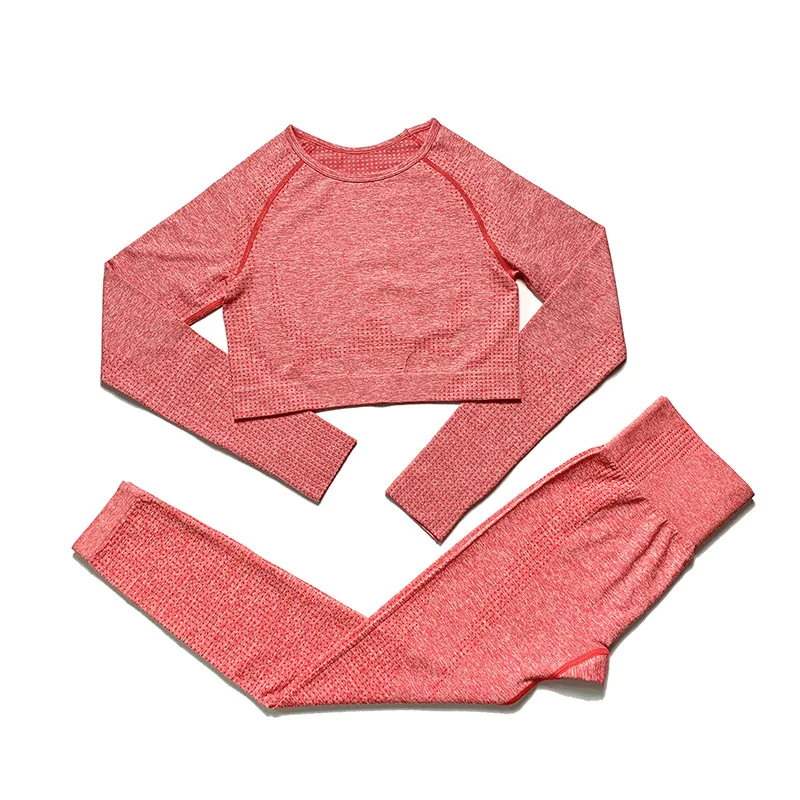 
Toplook Women Yoga Set Seamless Leggings+Crop Tops Workout Sport Suit Long Sleeve Yoga Set 