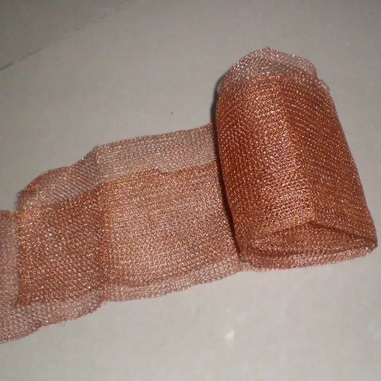 Copper Wire Mesh Bare Welding Rohs Material Woven Filter Origin Cutting Type copper knitted wire mesh