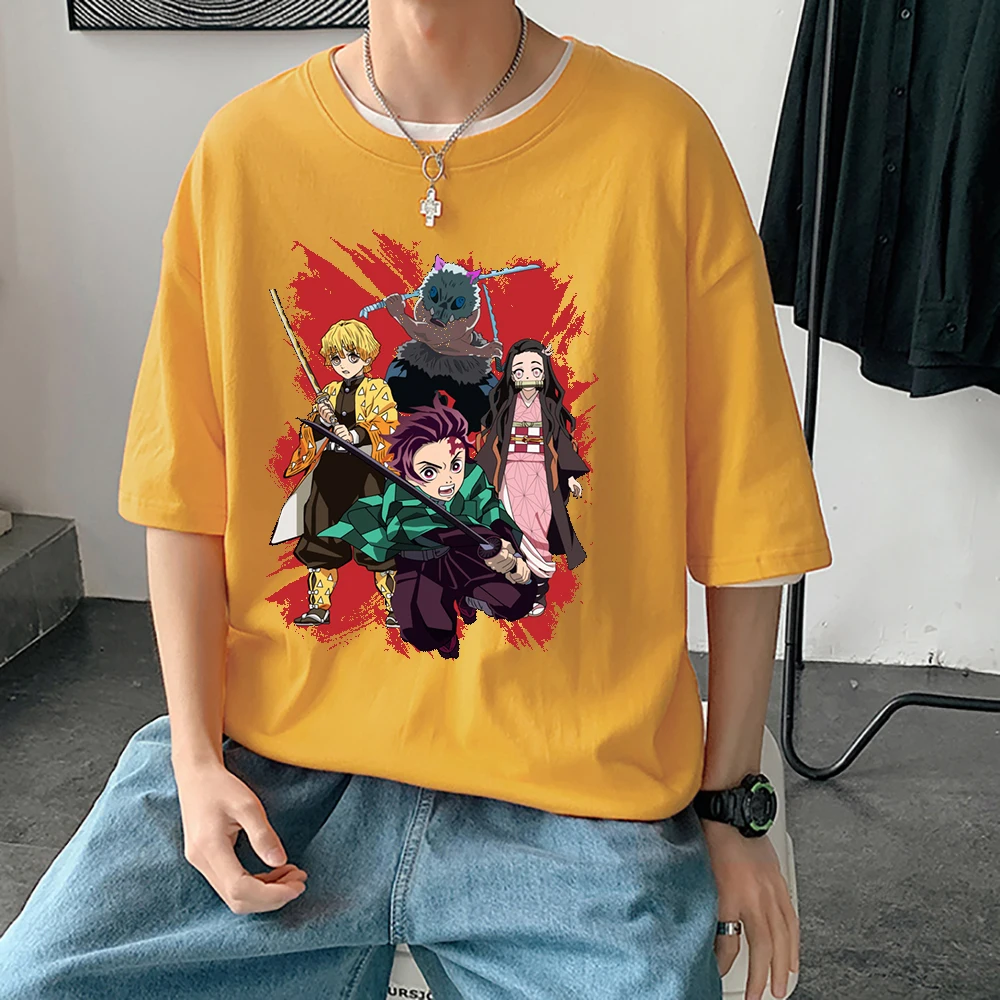 Classic Nezuko Kamado Demon Slayer T-Shirt Men O-neck Short Sleeved Kimetsu No Yaiba Graphic Tshirt Cotton Tee Harajuku
