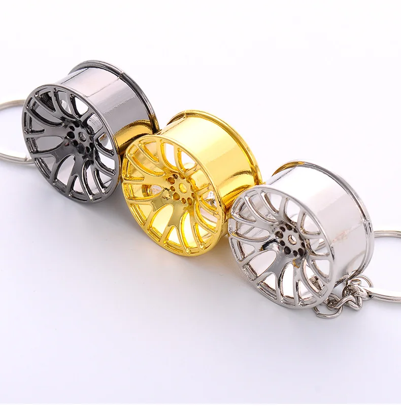 Creative gift car modified wheel hub metal key chain turbocharged advertising belt key ring ring pendant
