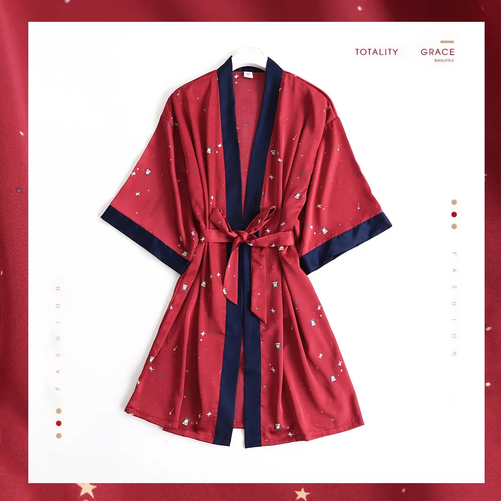 Christmas Pyjamas Satin Designer Sleepwear Vendors Christmas Pajamas Family Robe Pijama Dama High Quality Satin Sleepwear V-neck
