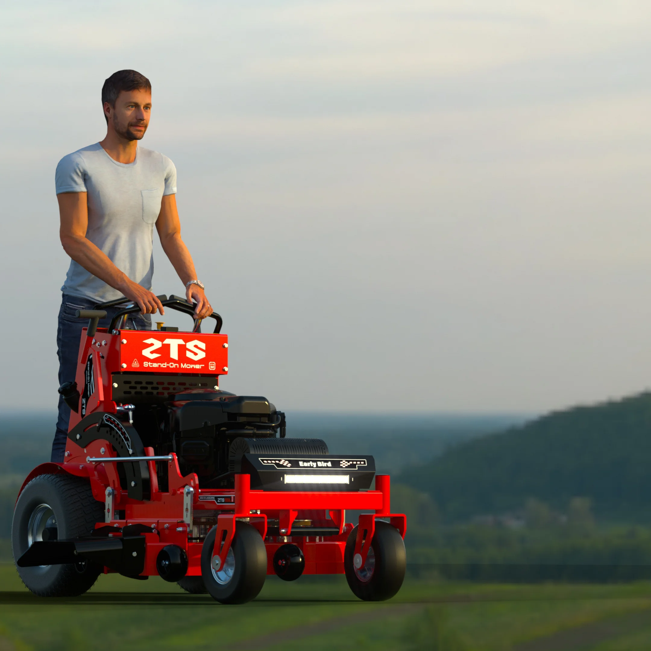 High Efficiency Strong Power Cutting Width 810mm Stand On Lawn Mower