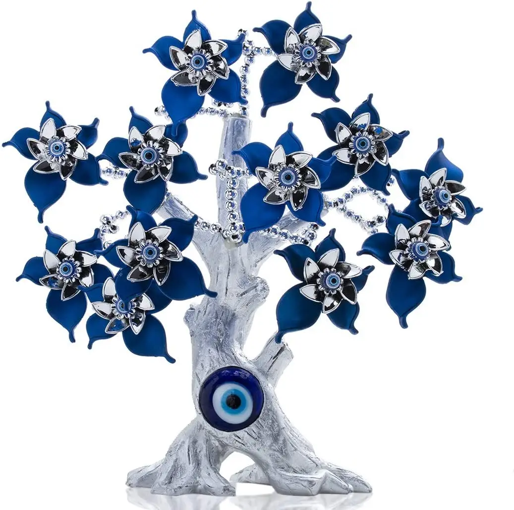 Hot Sale Turkey Blue Evil Eye Tree Desktop Ornament Nazar Amulet Ornament Car/Home/Garden/Keychain Protection Lucky Gift