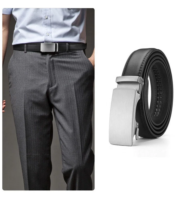 Kulanyane 100% Animal Genuine Leather Belt Buckle Black Belt For Man Ble Buckle Automatic Buckle