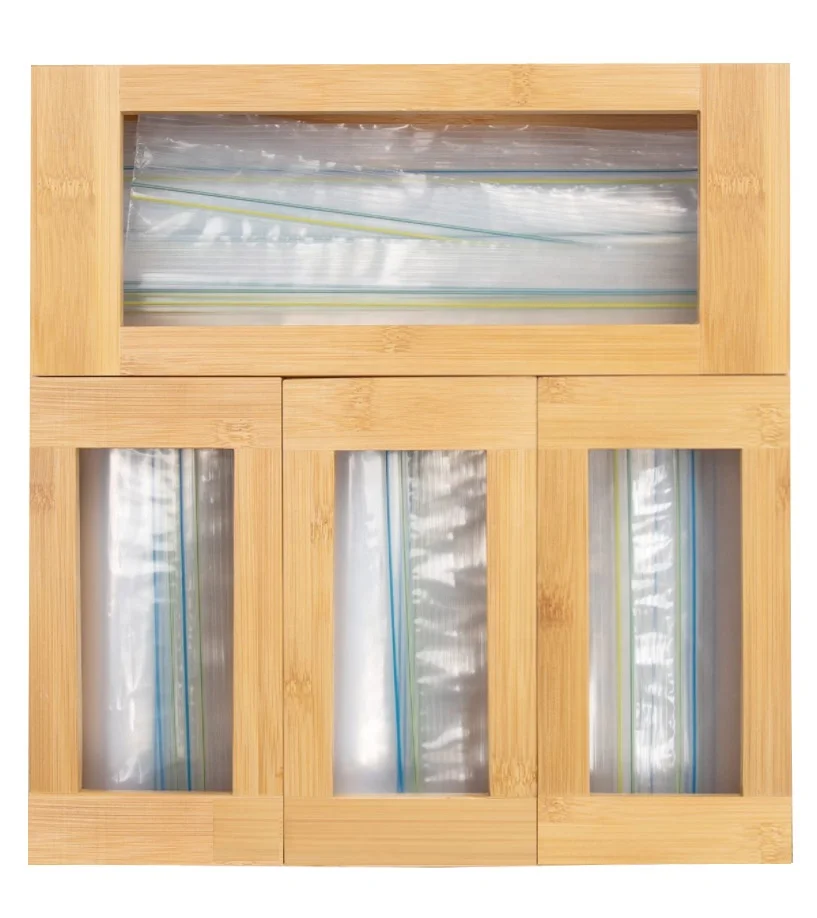 Adjustable  4 Pieces Set Kitchen Drawer Organizer Ziplock Bag Storage Organizer Box Food Storage Bag Organizer Holders