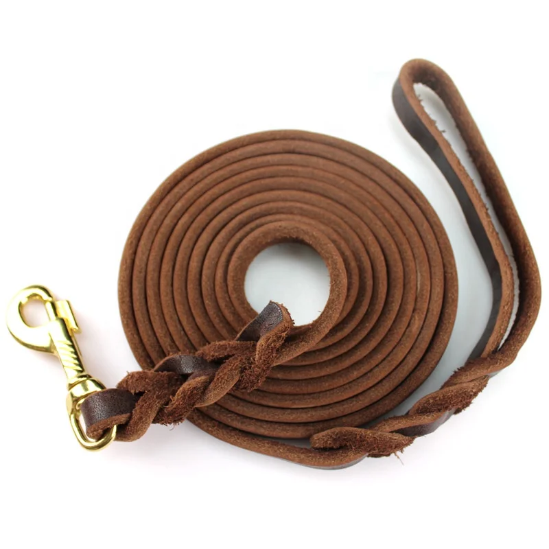 Pet leather leash traction rope first layer cowhide traction rope dog oil leather German Shepherd Greyhound dog chain