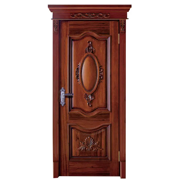 European Standard Doubledoor interior windproof wood doors Soild Wood Bedroom door for houses