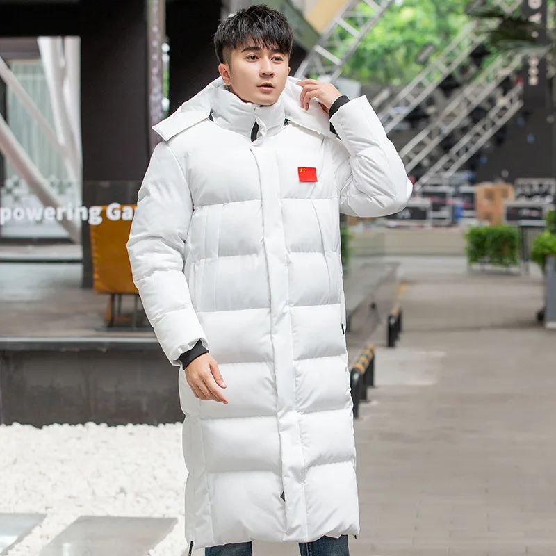 2021 New Style Model Factory High Quality Black Wind Proof Breathable Overcoat Custom Bomber Popular Long Down Jackets For Men