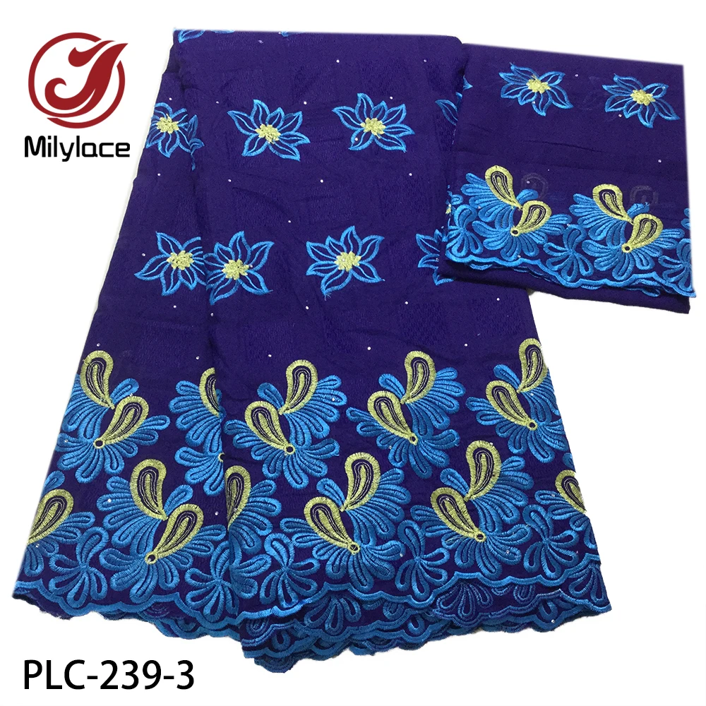 Embroidery 5 yards 100% Cotton Swiss Lace and 2 yards French Lace Fabric with Rhinestones