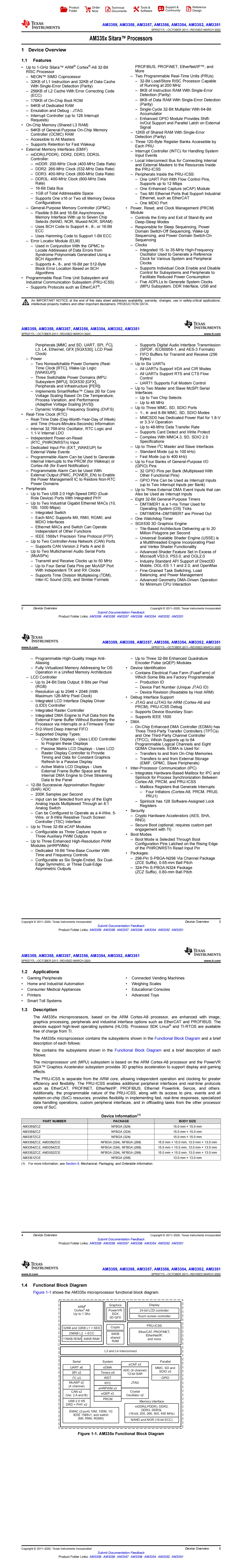 AM3358BZCZA100 Texas Instruments Microprocessor - MPU ARM Cortex-A8 MPU Watchdog Timer