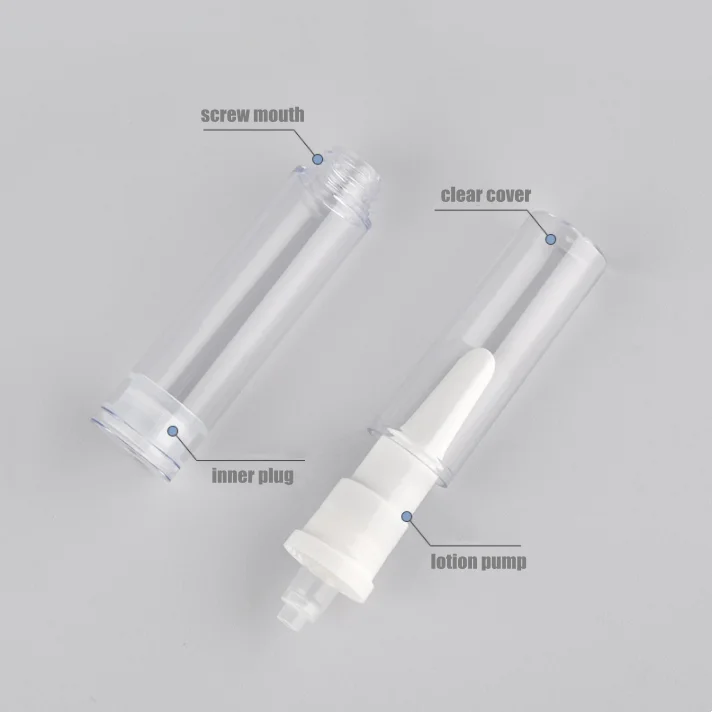 Empty airless pump spray bottles 5ml 10ml 15ml travel washing hand skincare cosmetic packaging