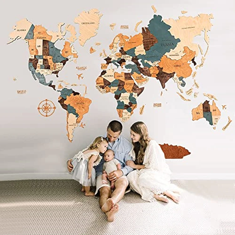 World Map Wall Wooden Travel Push Pin Map Rustic Home Wood Wall Art Wall Art Decor Wooden World Map