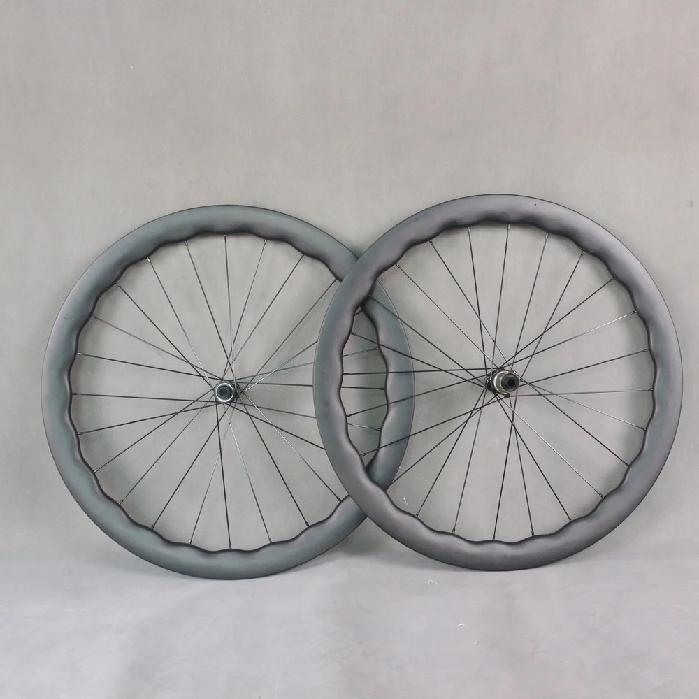 700C wheel 50X28mm Tubeless Rim Wave Type Disc Brake Road wheelset Thru Axle Novatec D411 D412 Hub