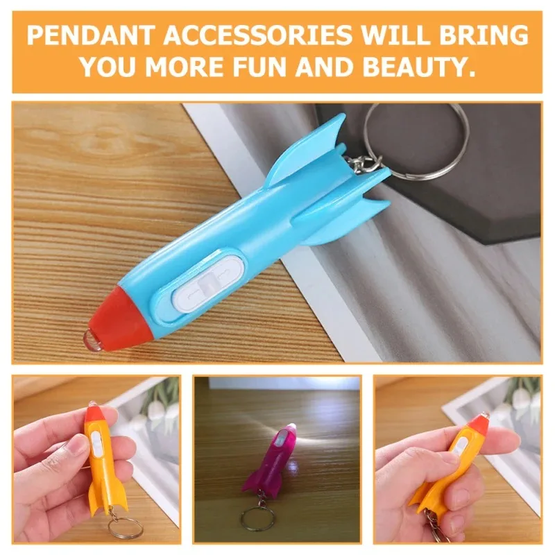 Key Chain Kid Flash Light Rocket Keychain LED Mini Flashlight