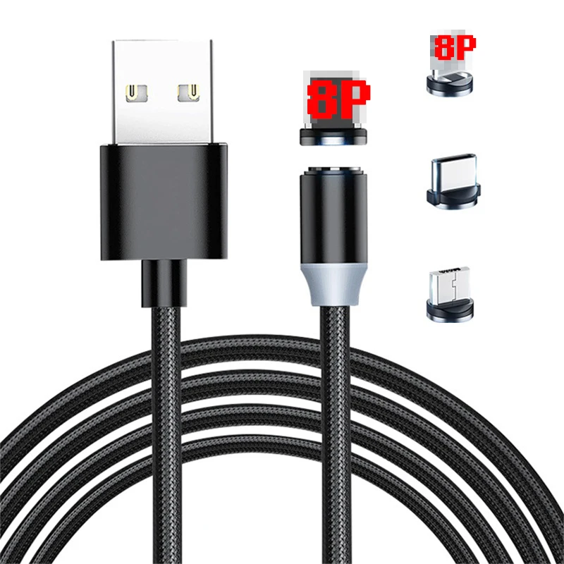 New Arrival 1M braided Magnetic Usb 3 In 1 Charger cable Mobile Phone Magnet Usb Fast Charging Cable