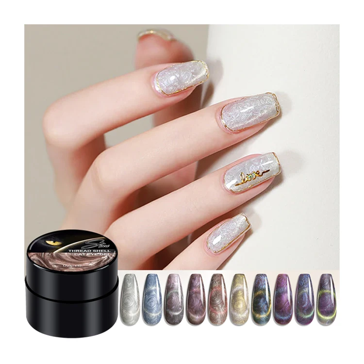 Vegan & Natural Thread Shell Gel Cat Eye Nail Polish Gel Magnetic Universal Varnish Polish New Arrival Nail Art Gel Polish